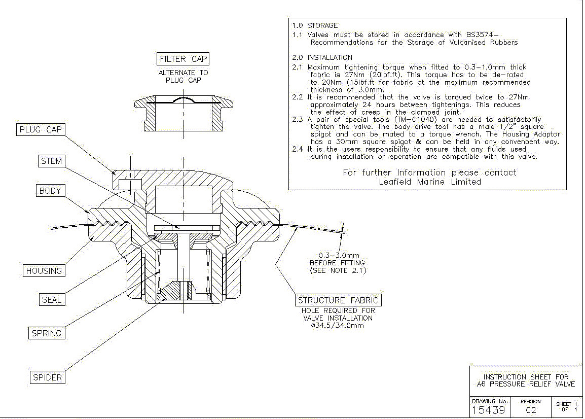 Βαλβίδα Εκτόνωσης Leafield A6 - 4 Psi - 2